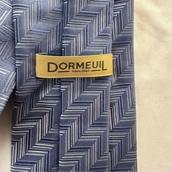 Dormeuil Geometric Repp Blue Tie 100% Silk Handmade in Italy Wide 58” x 4” - Picture 7 of 12